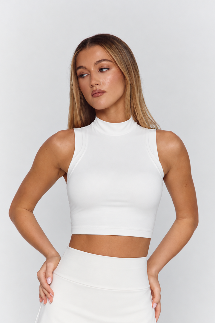 Astoria Luxe Balance Mockneck Sports Crop - Cream