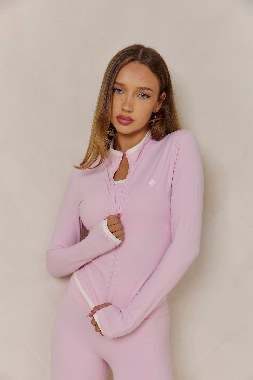 Astoria Luxe Balance Zip Up Jacket - Pink/Cream
