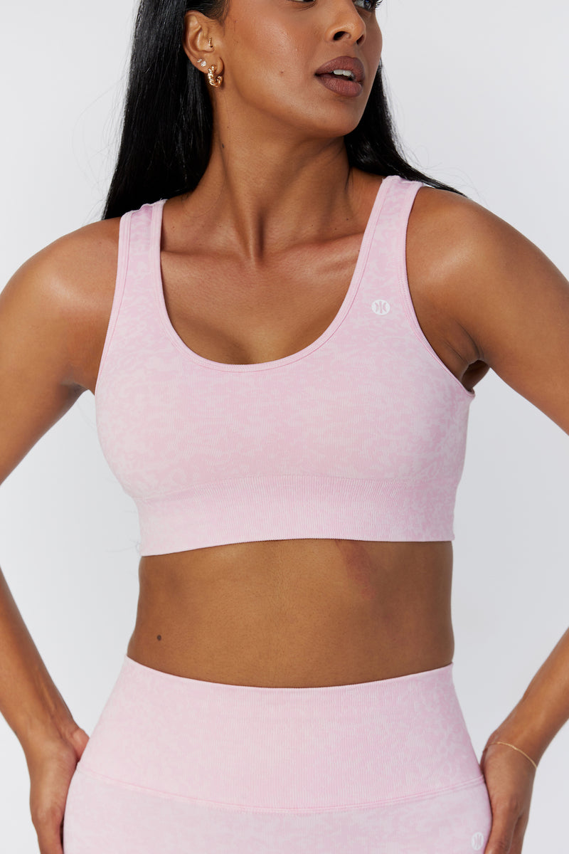 womens best move seamless sports bra light pink marl size XL