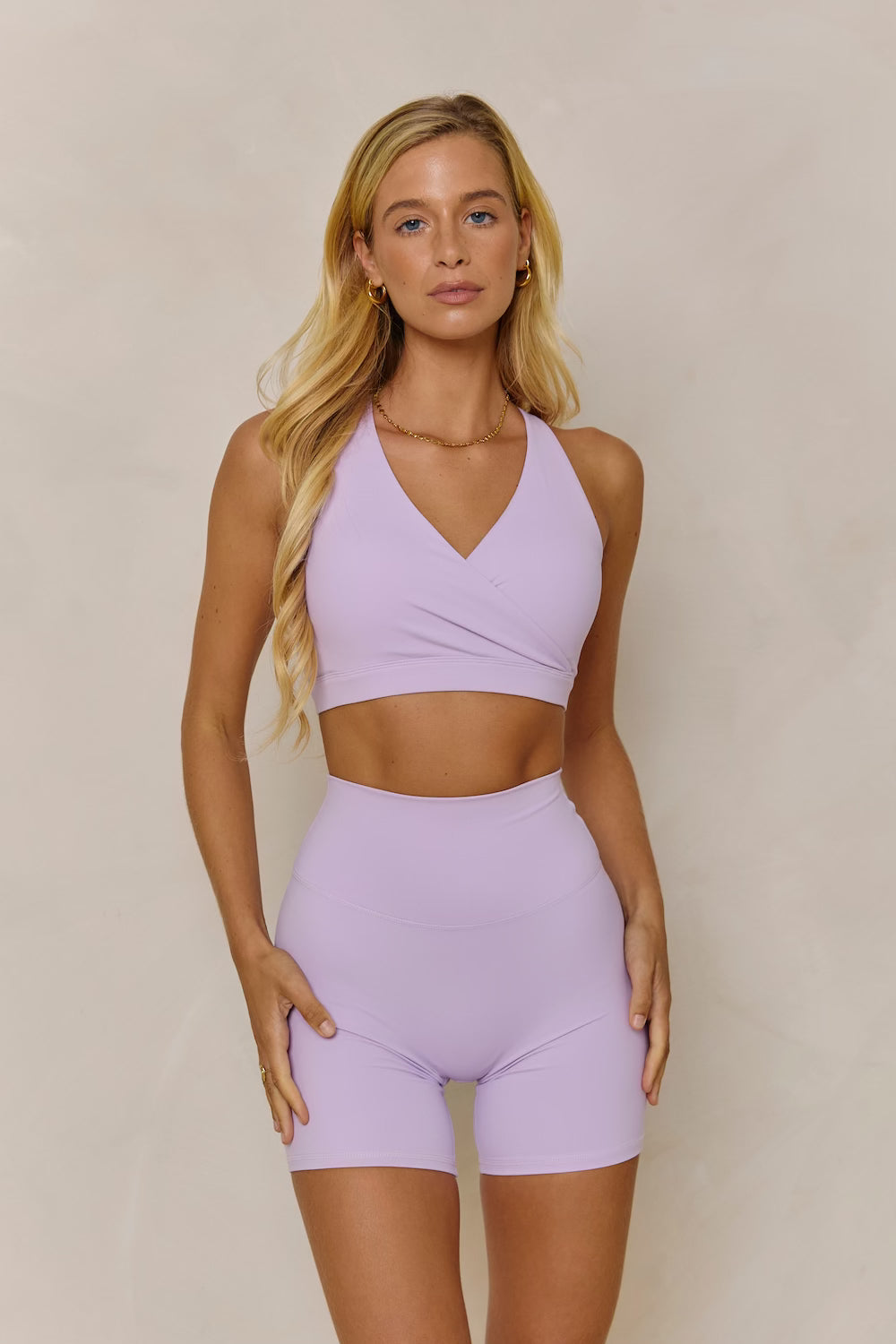 Astoria Luxe Balance Plunge Sports Bra - Lavender