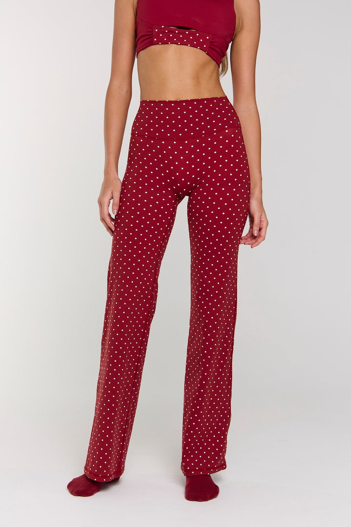 Astoria Luxe Balance Straight Legging - Merlot Polka