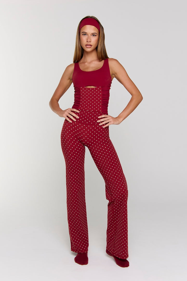Astoria Luxe Balance Straight Legging - Merlot Polka