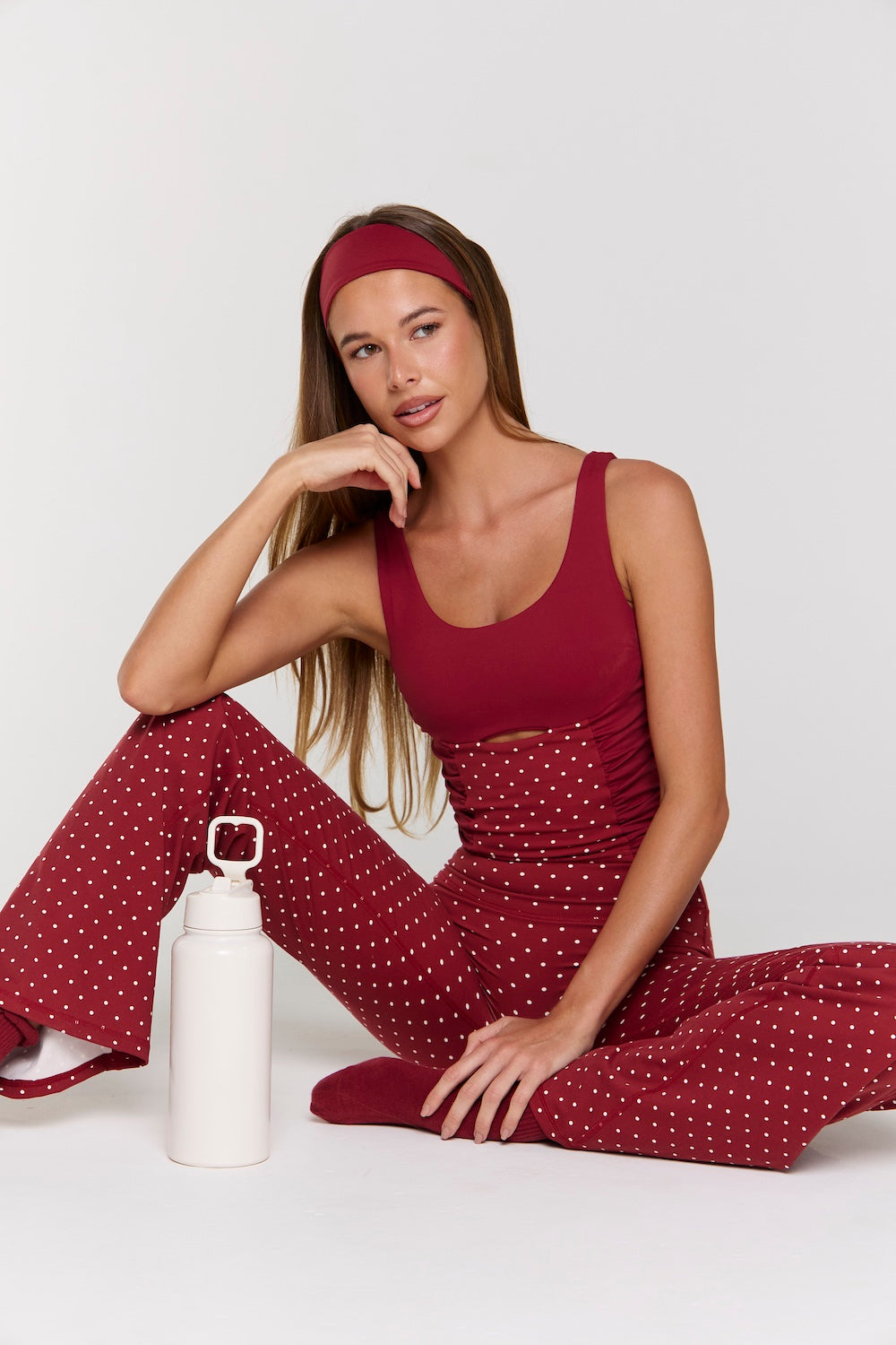 Astoria Luxe Balance Straight Legging - Merlot Polka