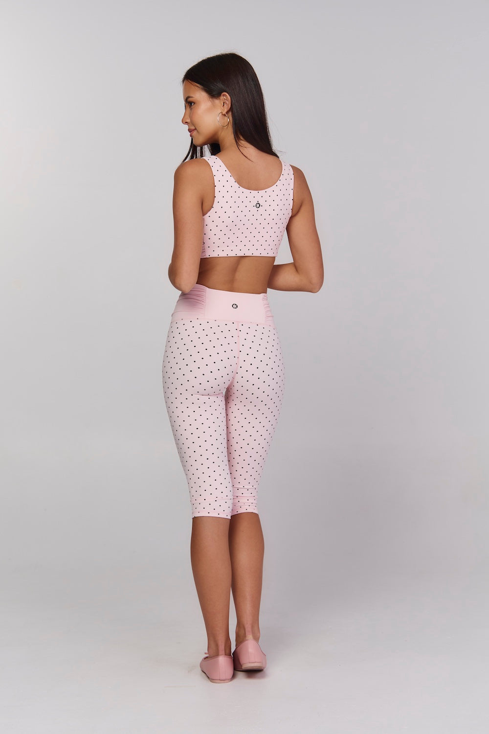 Astoria Luxe Balance Ruched Capri - Baby Pink Polka