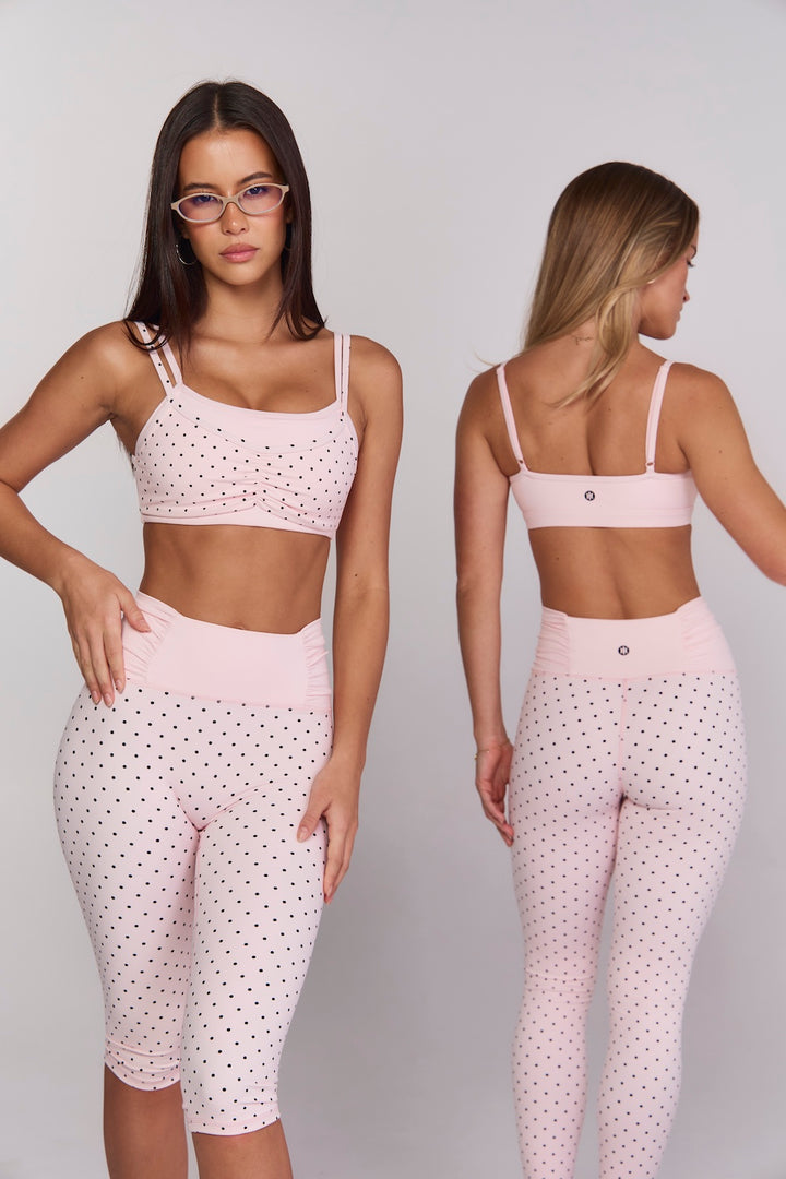 Astoria Luxe Balance Layered Sports Bra - Baby Pink Polka