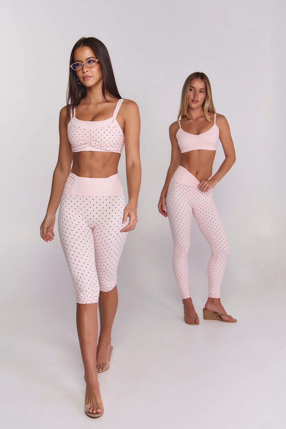 Astoria Luxe Balance Ruched Capri - Baby Pink Polka