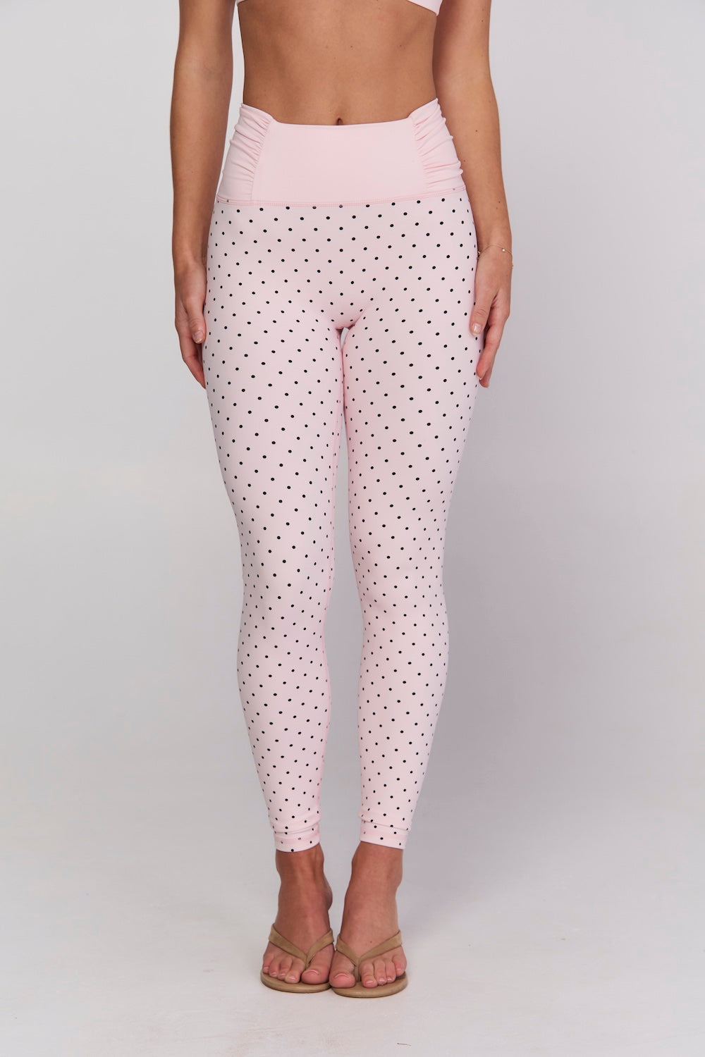 Astoria Luxe Balance Ruched Legging - Baby Pink Polka