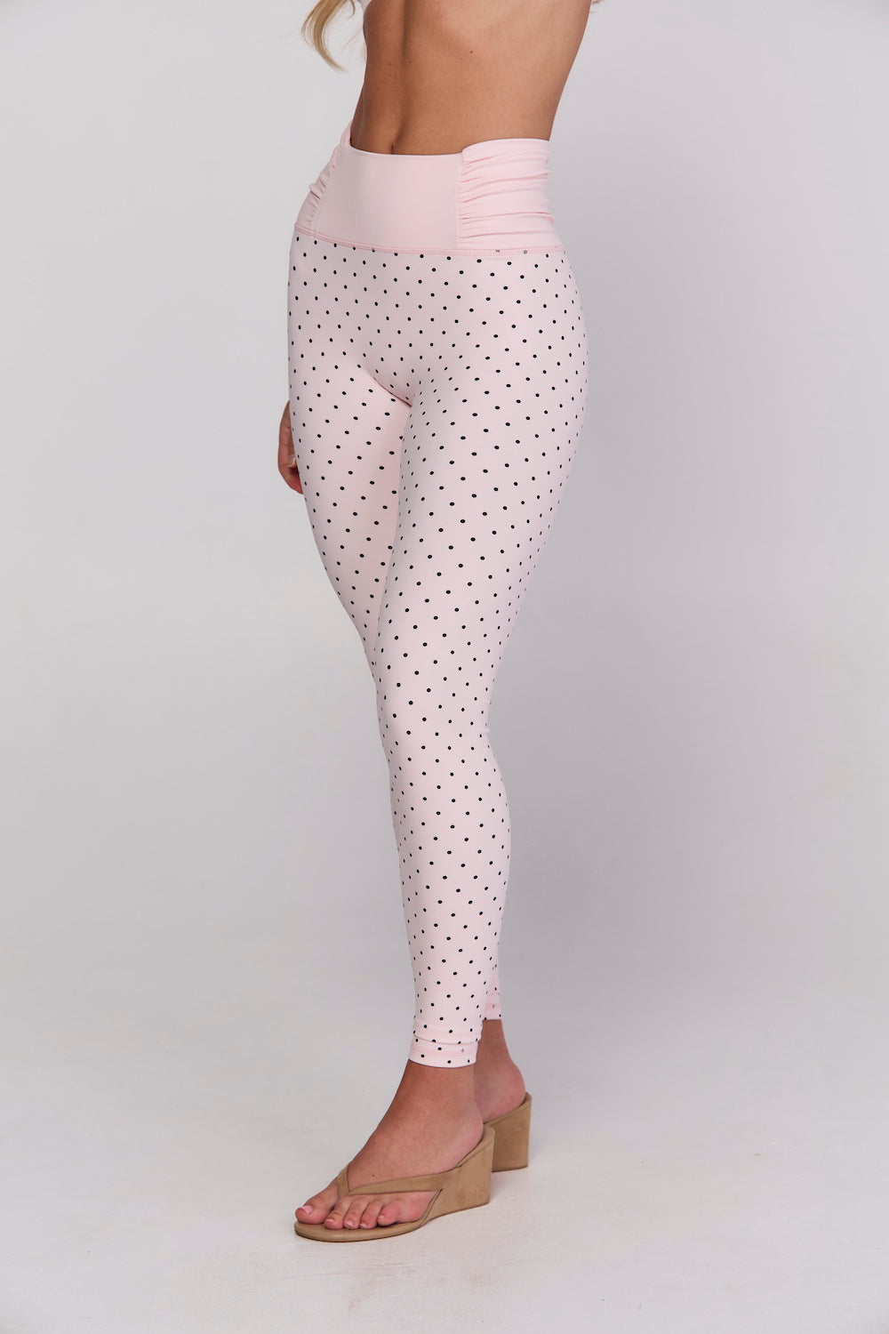 Astoria Luxe Balance Ruched Legging - Baby Pink Polka