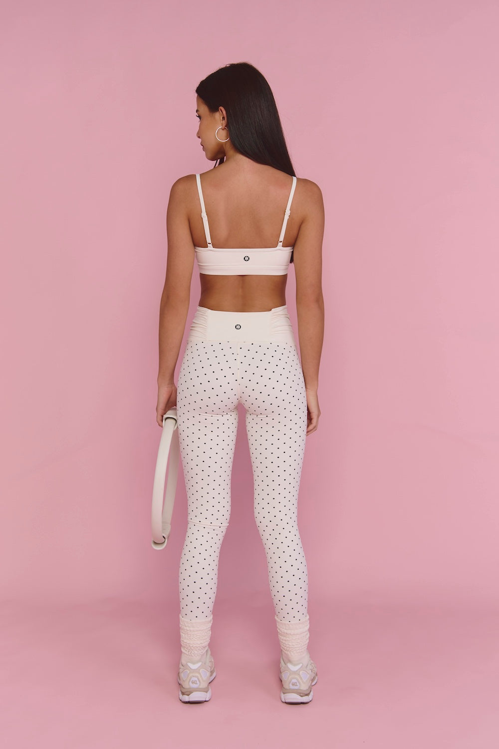 Astoria Luxe Balance Ruched Legging - Cream Polka