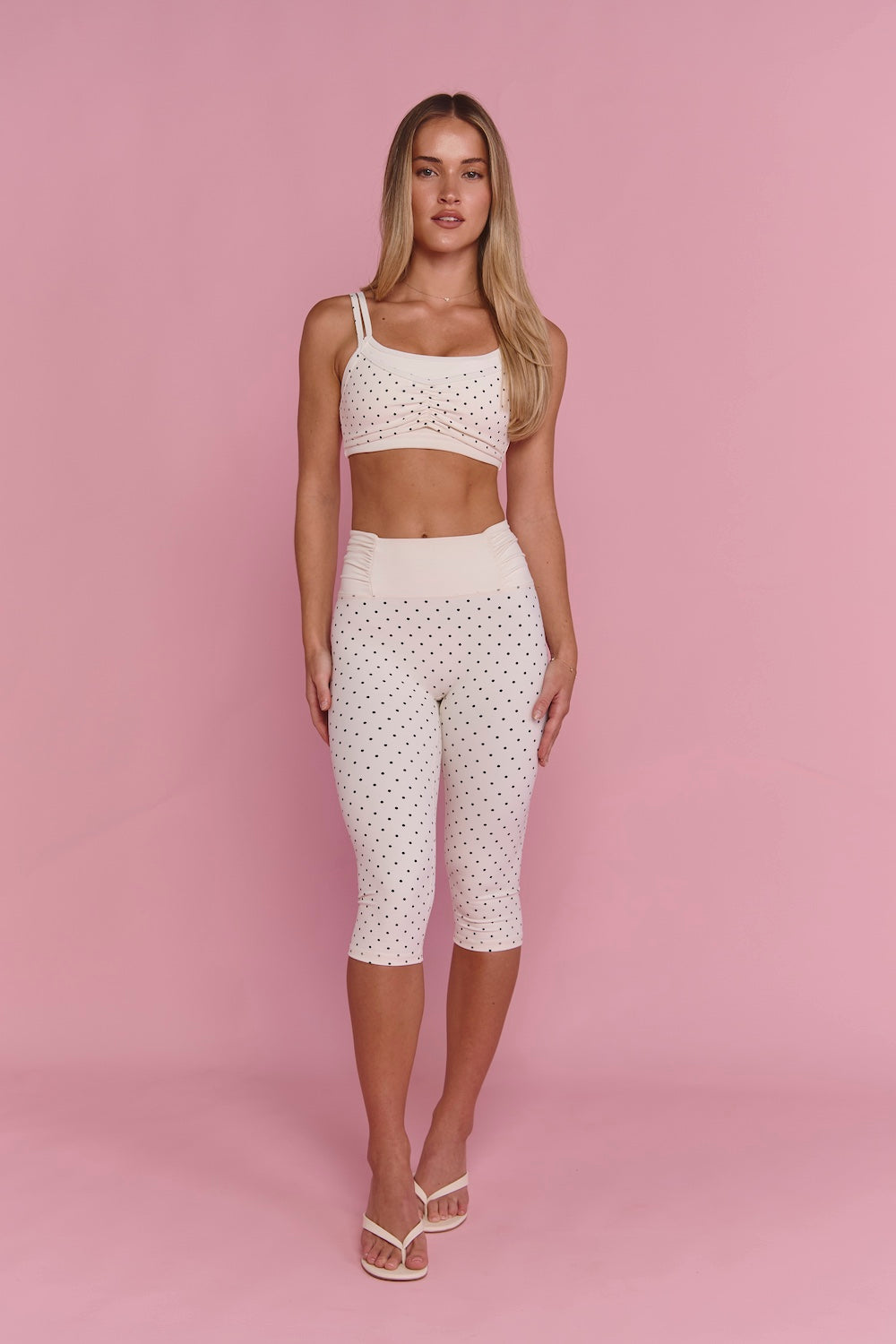 Astoria Luxe Balance Ruched Capri - Cream Polka