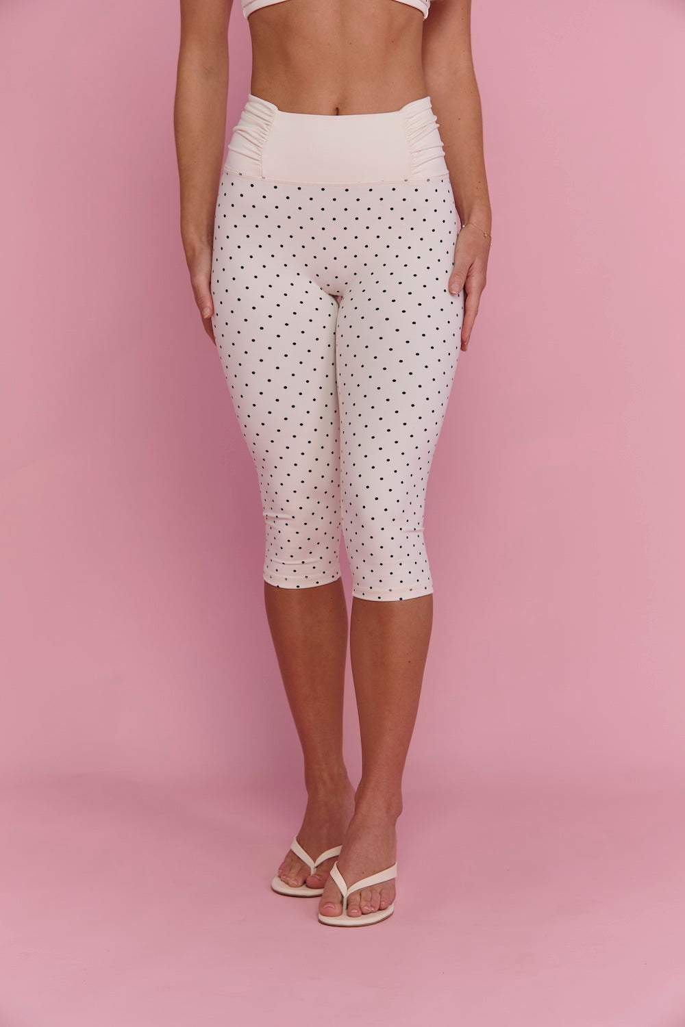 Astoria Luxe Balance Ruched Capri - Cream Polka