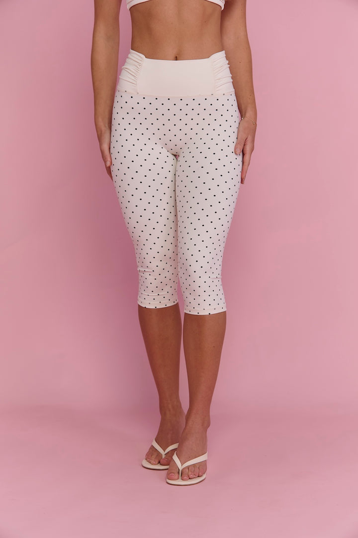 Astoria Luxe Balance Ruched Capri - Cream Polka