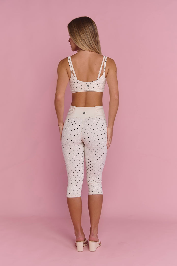 Astoria Luxe Balance Ruched Capri - Cream Polka