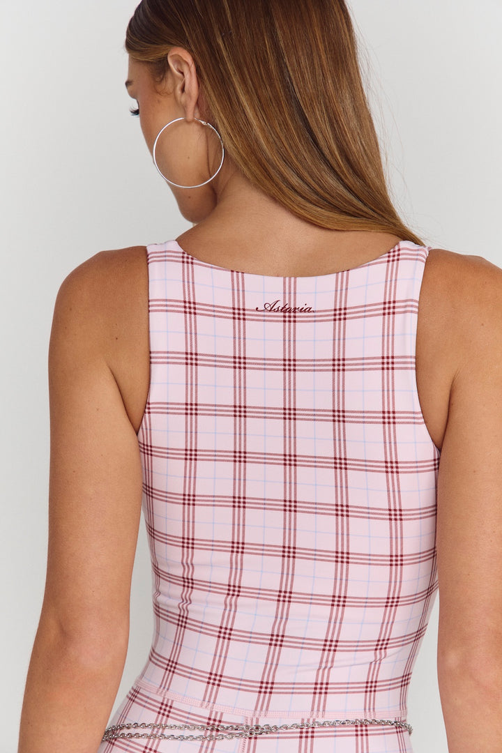 Astoria Airvíve Square Neck Micro Onesie - Princess Pink Plaid