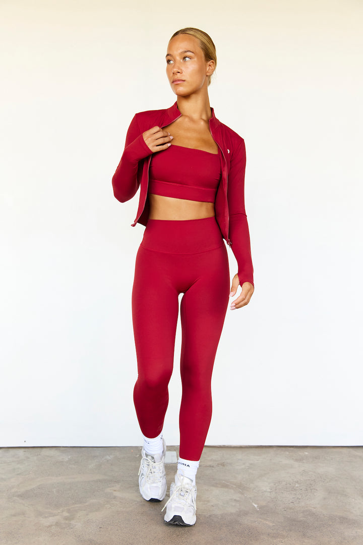 Astoria Luxe Balance Zip Up Jacket - Dark Cherry