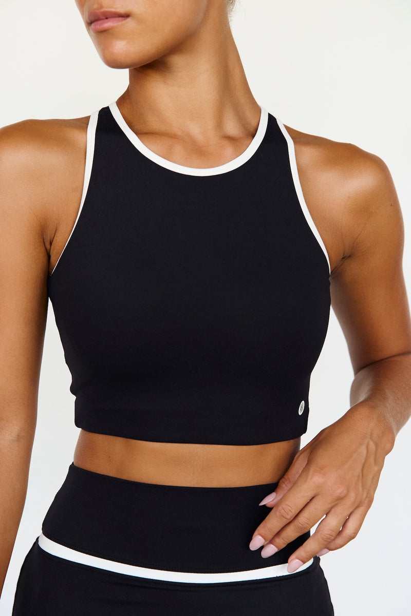 Astoria LUXE BALANCE Cut Out Sports Crop - Black/Cream