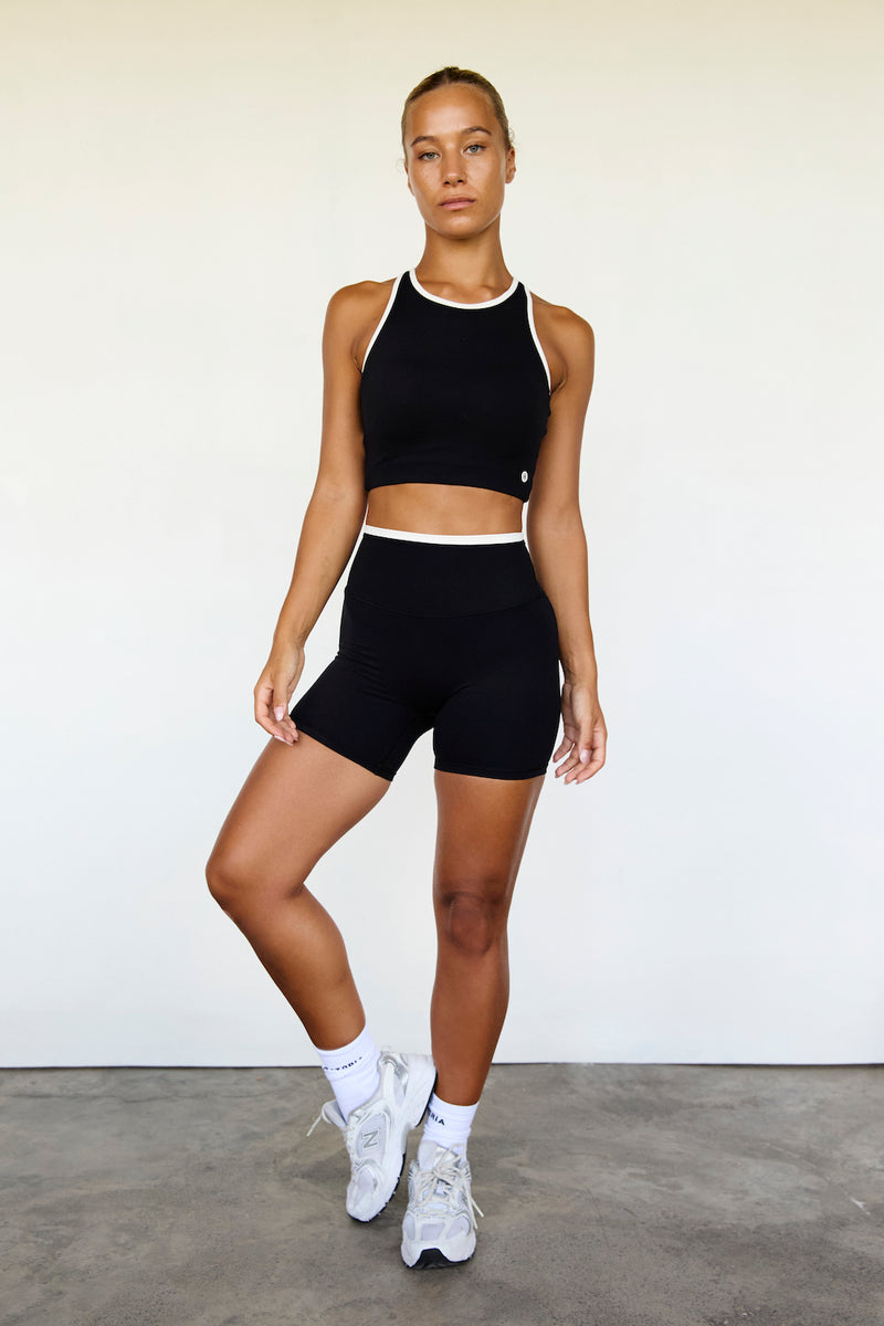 Astoria LUXE BALANCE Cut Out Sports Crop - Black/Cream