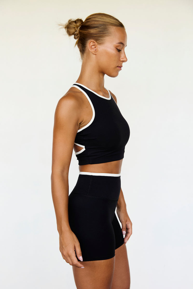 Astoria LUXE BALANCE Cut Out Sports Crop - Black/Cream