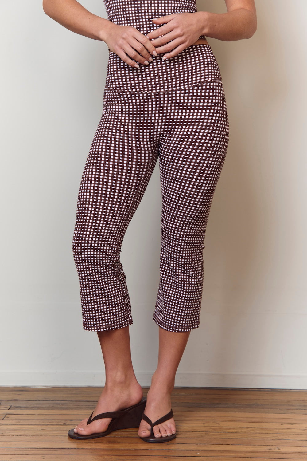 Astoria Luxe Balance Flared Capri - Espresso Gingham