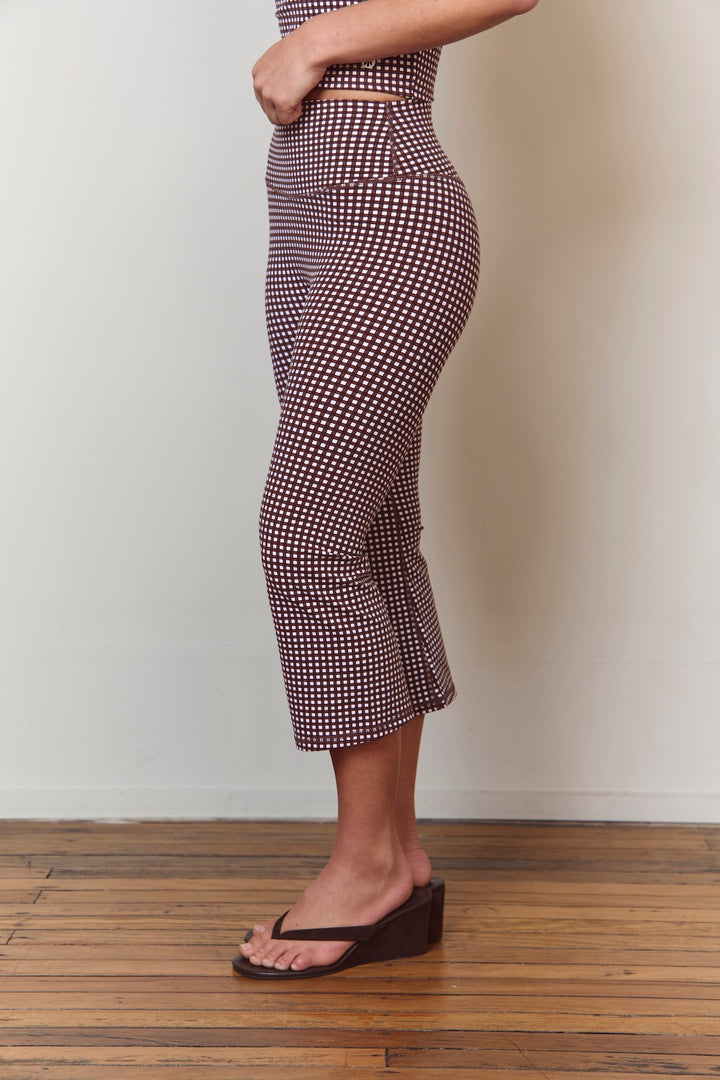 Astoria Luxe Balance Flared Capri - Espresso Gingham