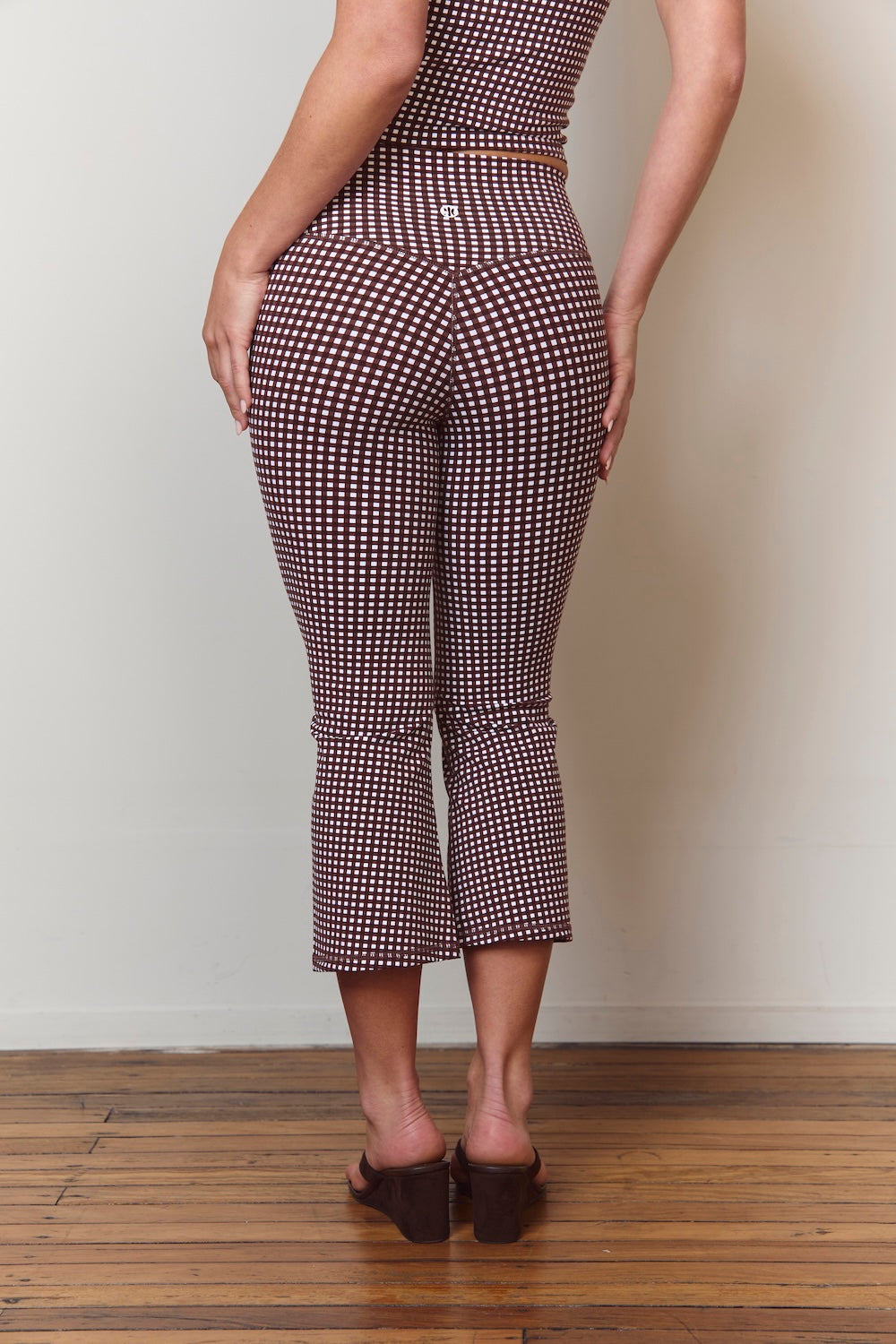 Astoria Luxe Balance Flared Capri - Espresso Gingham