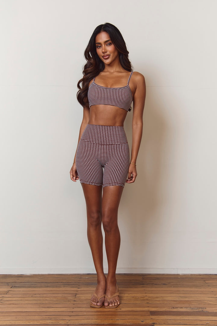 Astoria Luxe Balance Core Sports Bra - Espresso Gingham