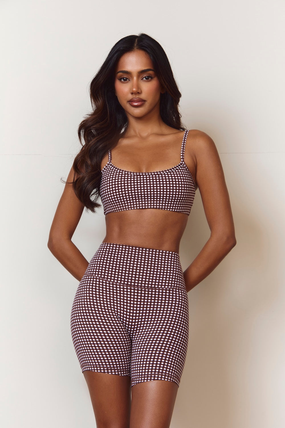 Astoria Luxe Balance Core Sports Bra - Espresso Gingham