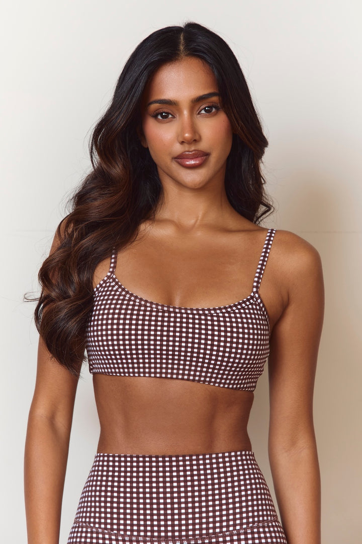 Astoria Luxe Balance Core Sports Bra - Espresso Gingham