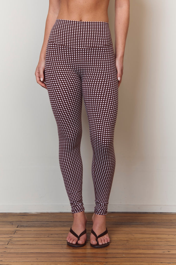 Astoria Luxe Balance Full Length Legging - Espresso Gingham