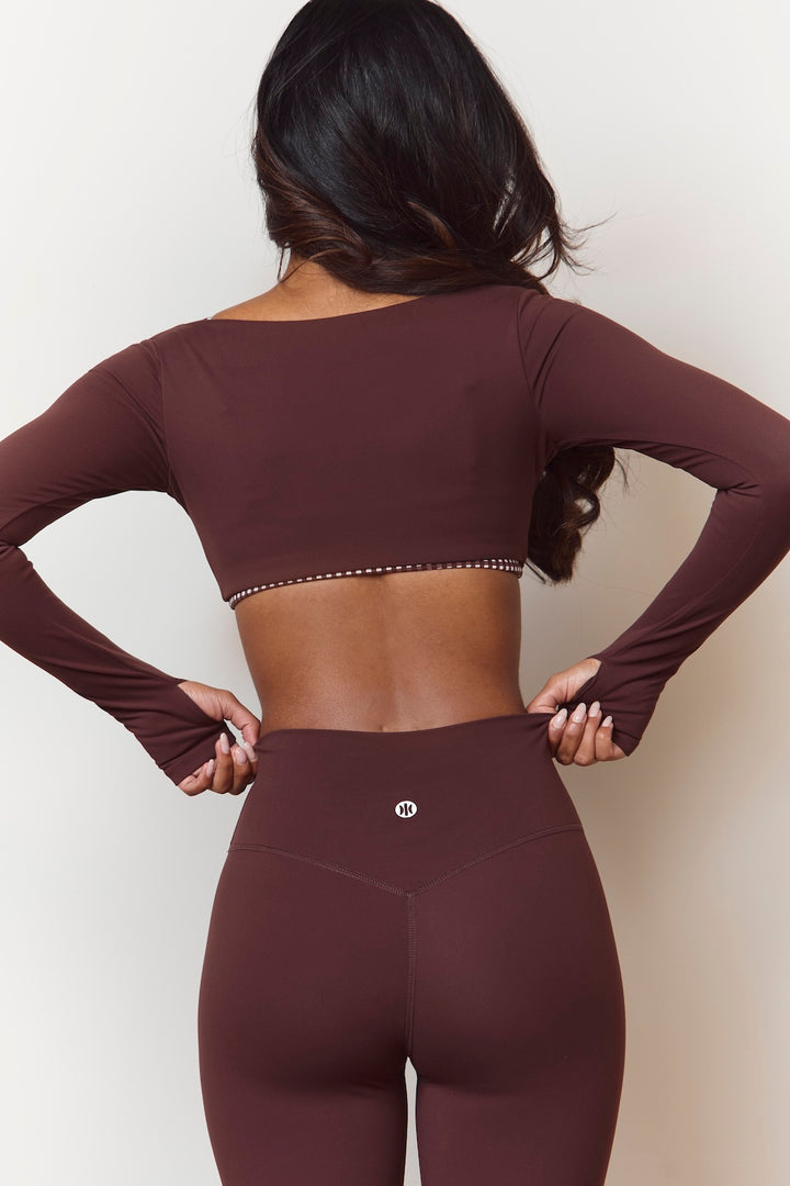 Astoria Luxe Balance Squareneck Sleeved Crop - Espresso