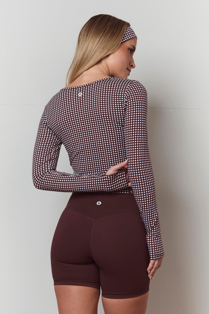 Astoria Luxe Balance Wrap Top - Espresso Gingham