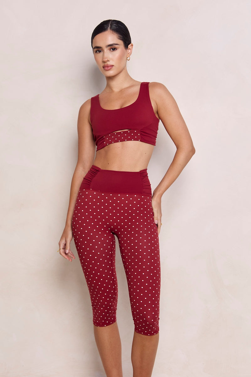 Astoria LUXE BALANCE Ruched Capri - Merlot Polka