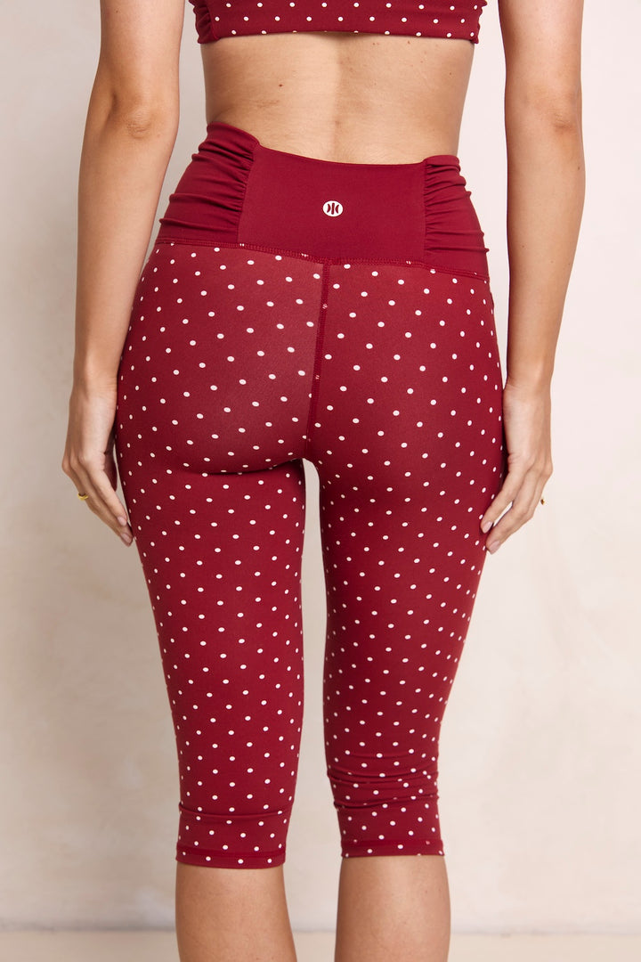 Astoria Luxe Balance Ruched Capri - Merlot Polka
