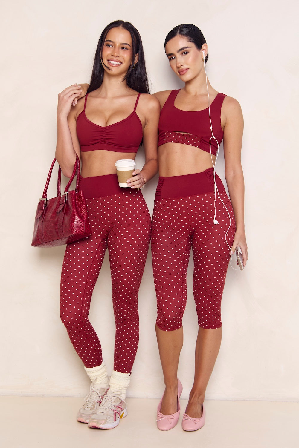 Astoria Luxe Balance Ruched Capri - Merlot Polka