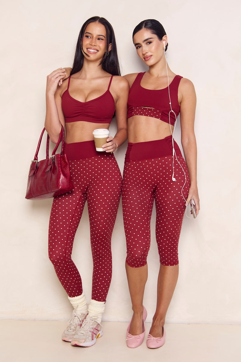Astoria LUXE BALANCE Ruched Capri - Merlot Polka