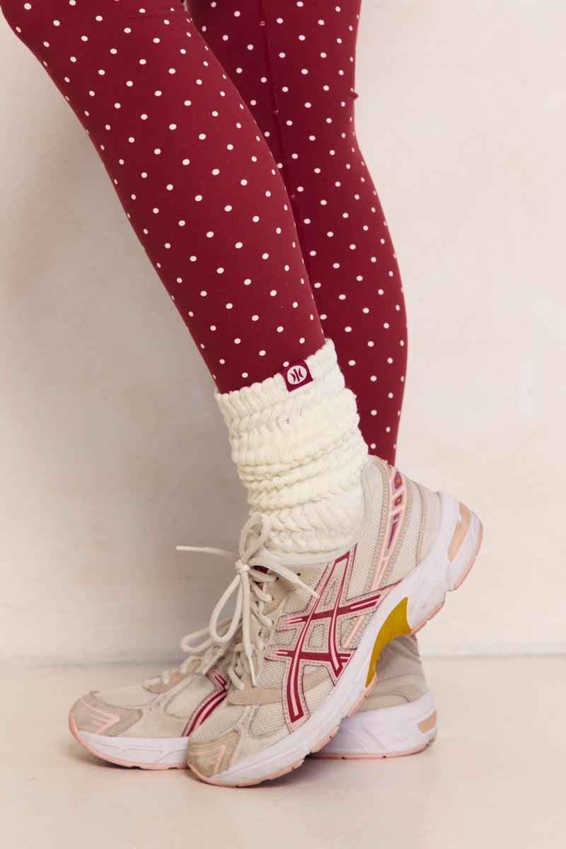 Astoria Ruched Socks  - Merlot/Cream