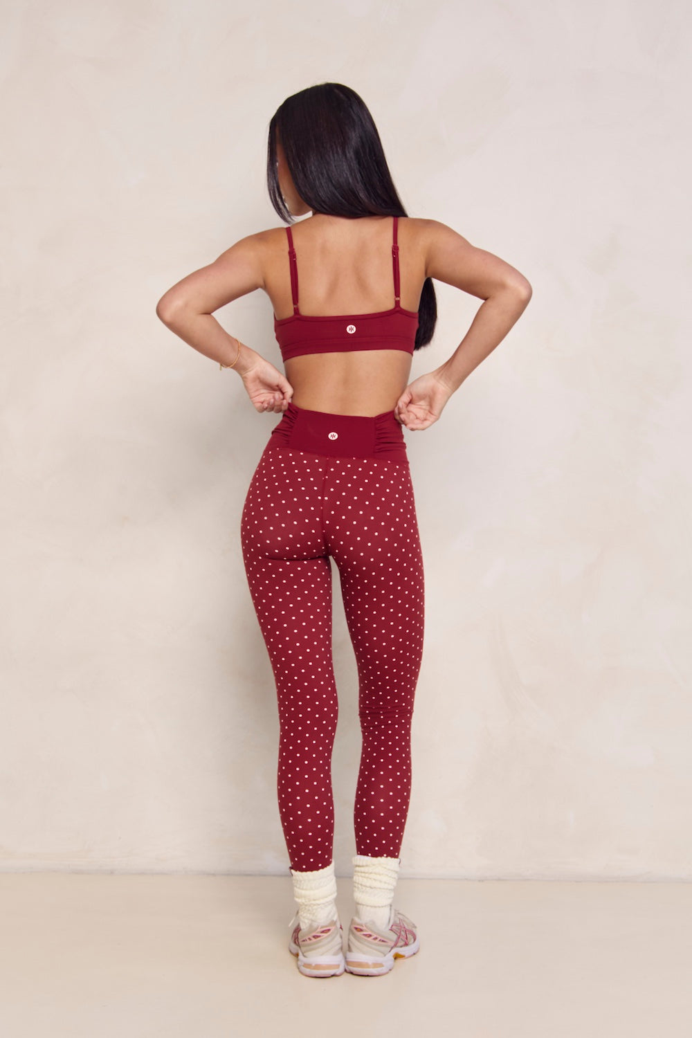 Astoria Luxe Balance Ruched Legging - Merlot Polka