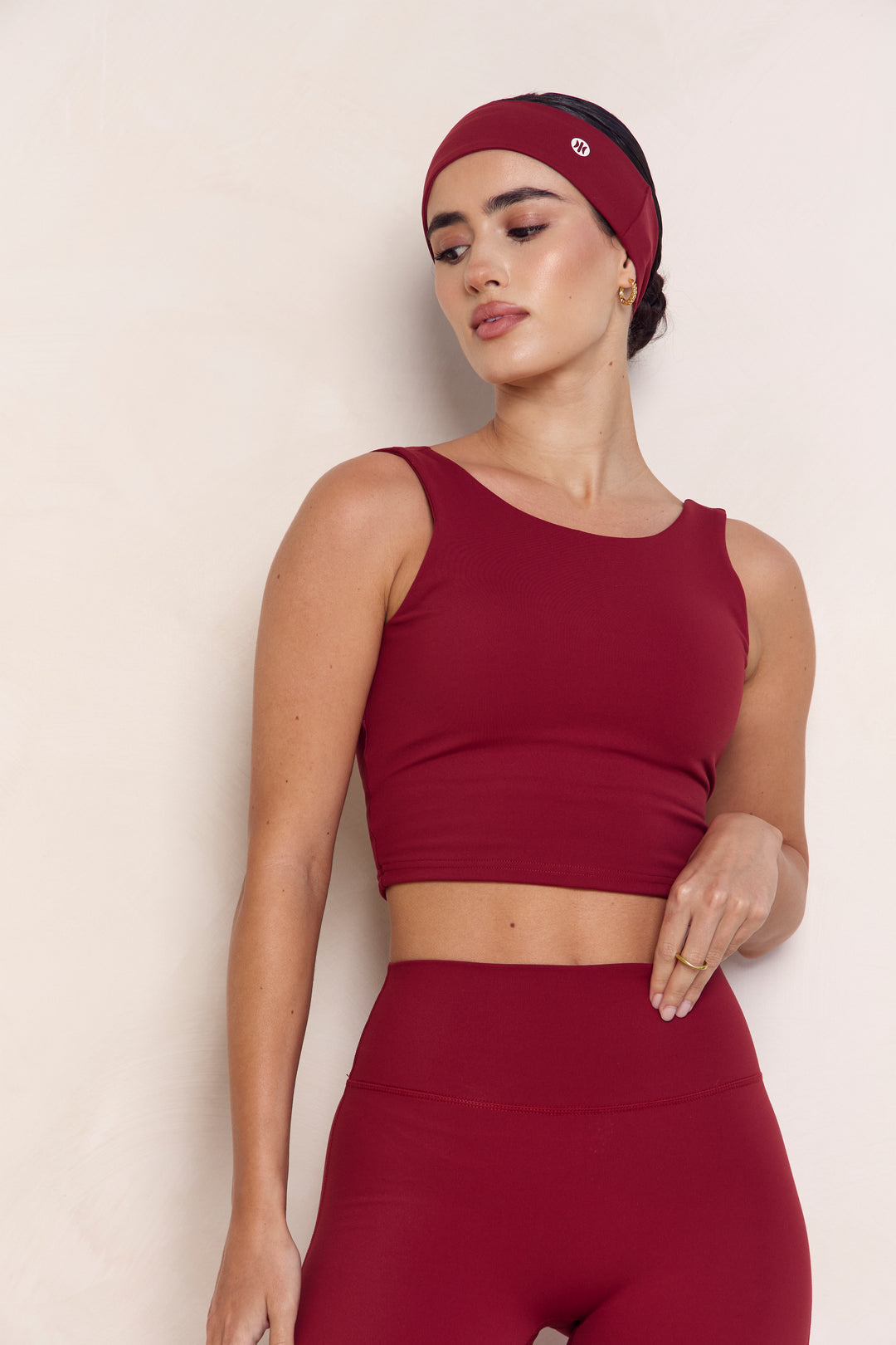 Astoria Luxe Balance Scoopback Sports Crop - Merlot
