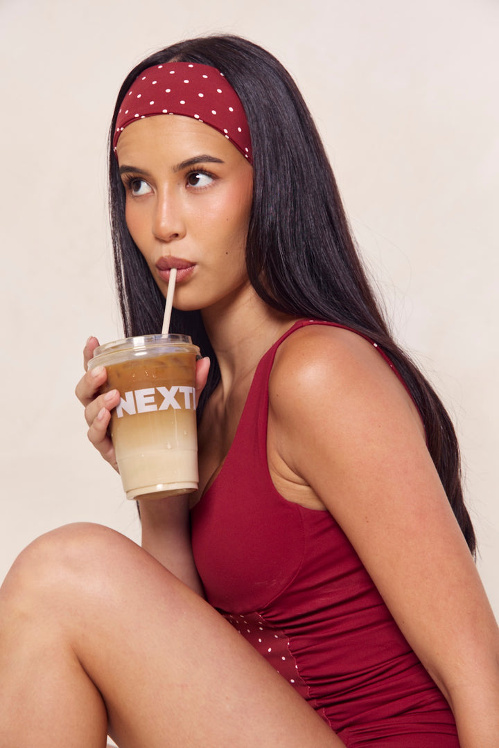 Astoria Luxe Balance Headband - Merlot Polka