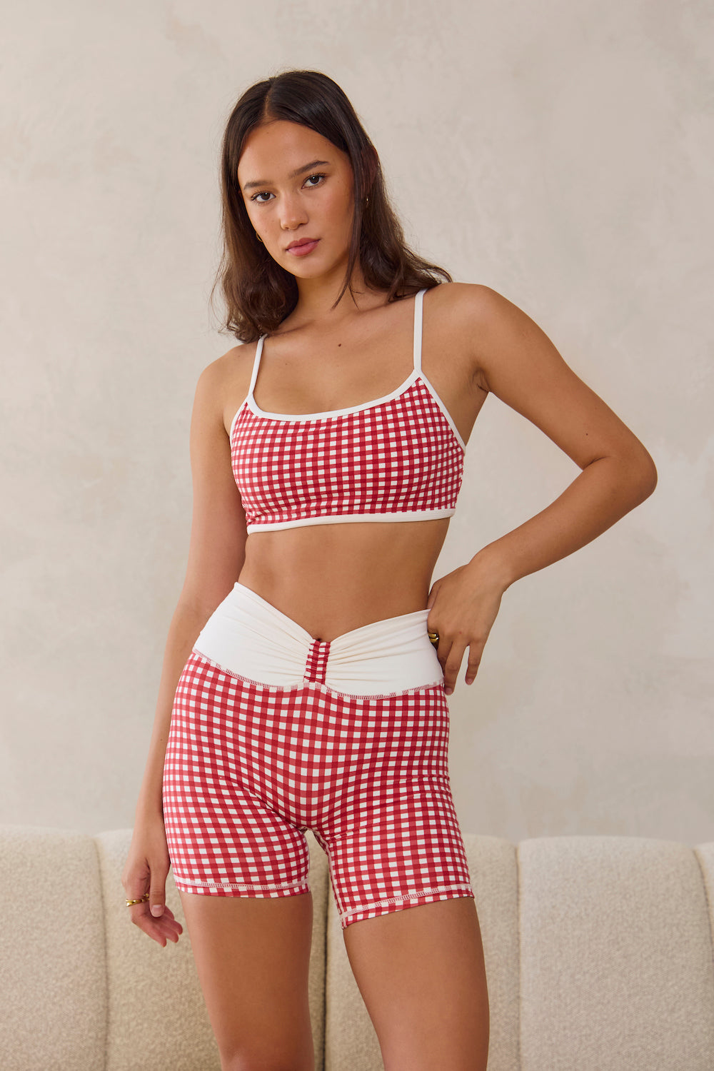 Astoria Luxe Balance Ruched Short - Red Gingham