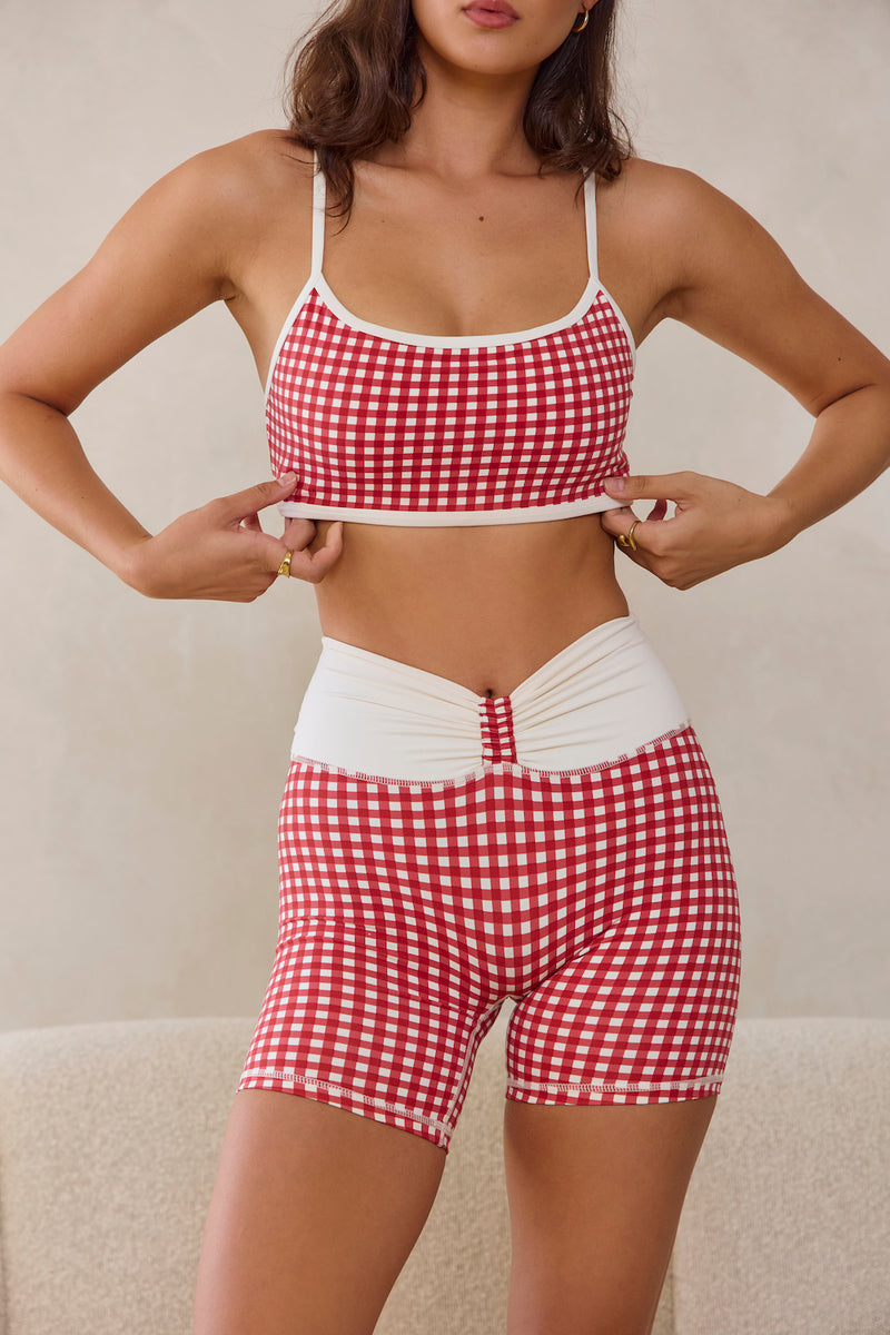 Astoria LUXE BALANCE Minimalist Sports Bra - Red Gingham