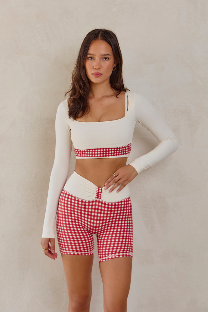 Astoria Luxe Balance Minimalist Sports Bra - Red Gingham