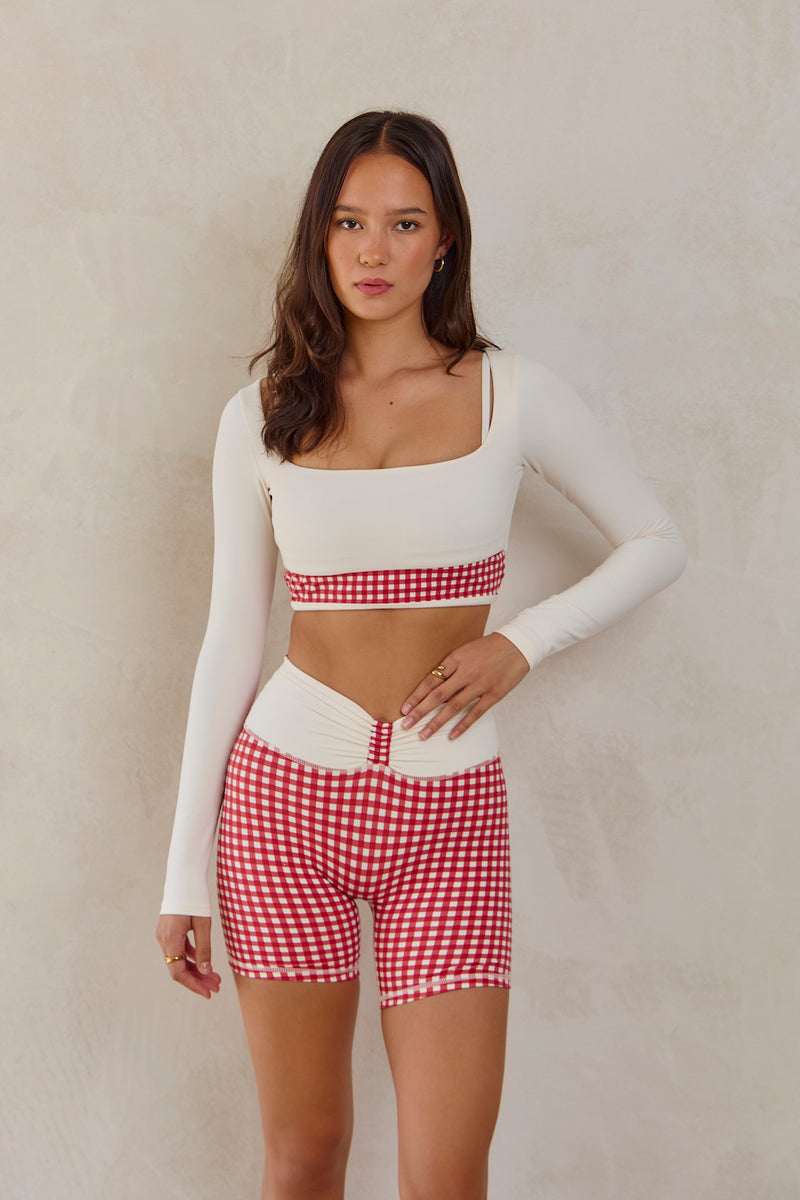 Astoria LUXE BALANCE Minimalist Sports Bra - Red Gingham