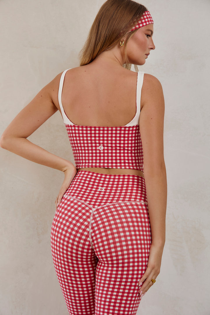 Astoria Luxe Balance Full Length Ruched Legging - Red Gingham