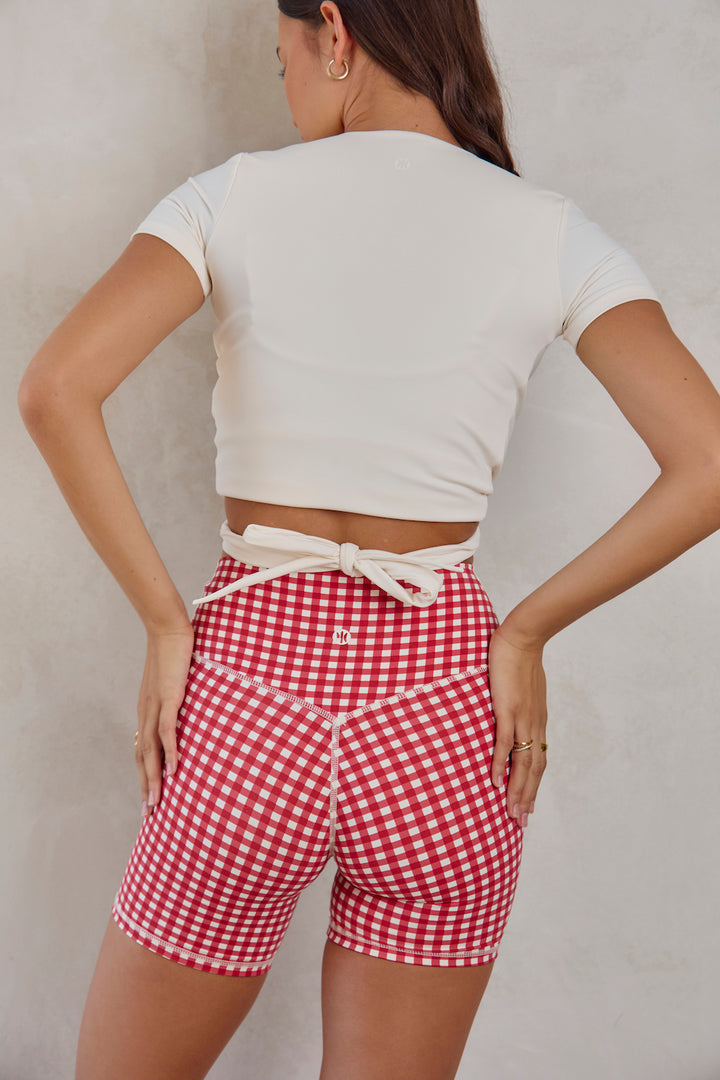 Astoria Live Luxe Wrap Quarter-Sleeve Crop - Cream