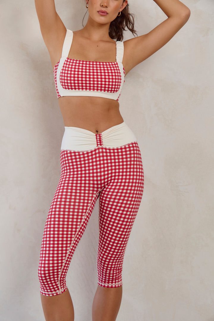 Astoria Luxe Balance Ruched Capri - Red Gingham