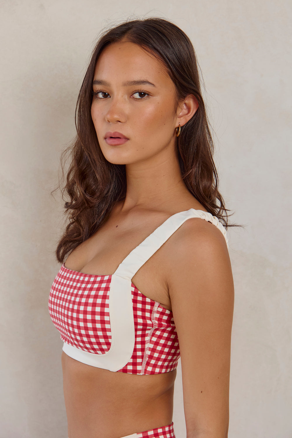 Astoria Luxe Balance Ruched Sports Crop - Red Gingham