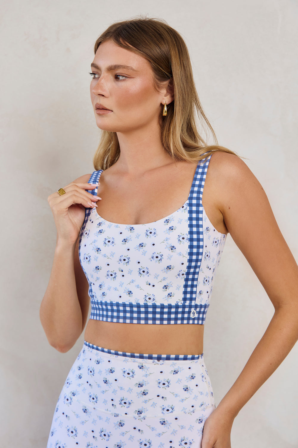 Astoria LUXE BALANCE Colorblock Sports Bra - Blueberry Gingham