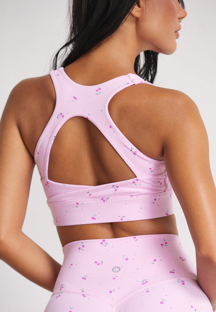 Astoria Luxe Blossom Sports Crop - Cherry
