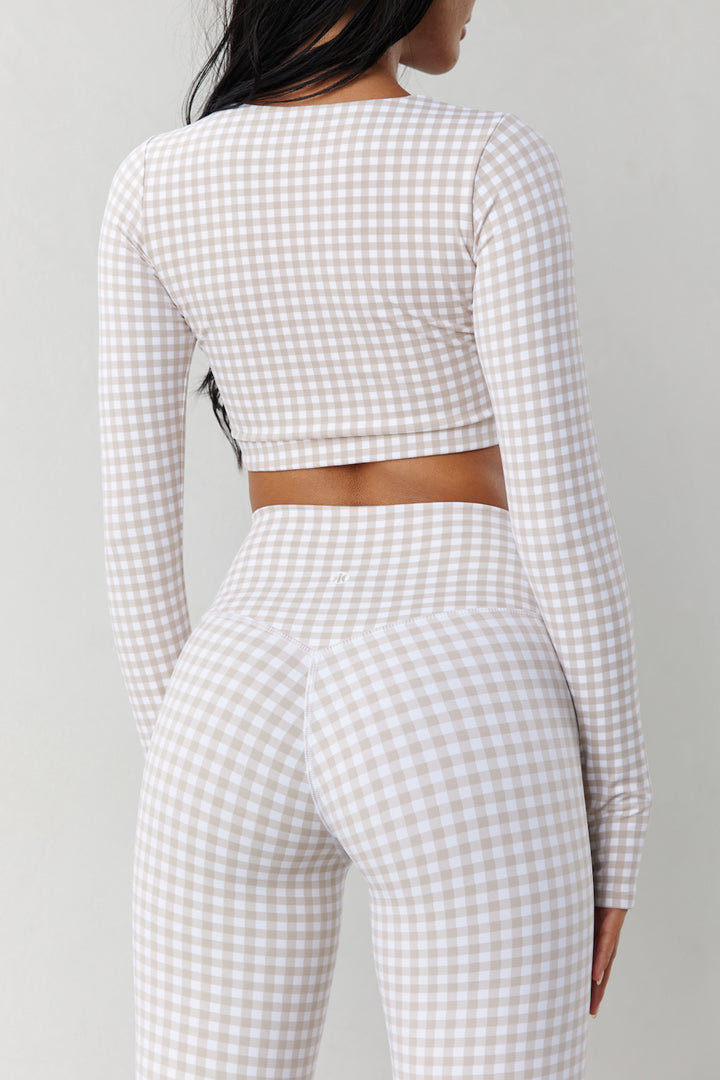 Astoria Luxe Balance Full Length Legging - Beige Gingham